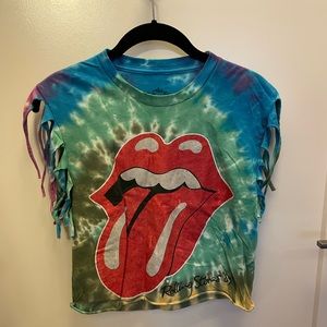 Fringe Rolling Stones T-Shirt. Cropped. Size XS